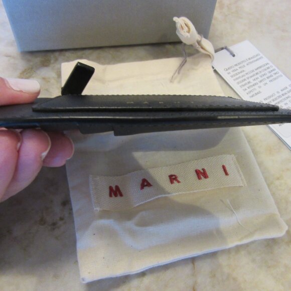 MARNI Zipped Coin & Card Case in Black Saffiano Leather MSRP $395 - Picture 4 of 9